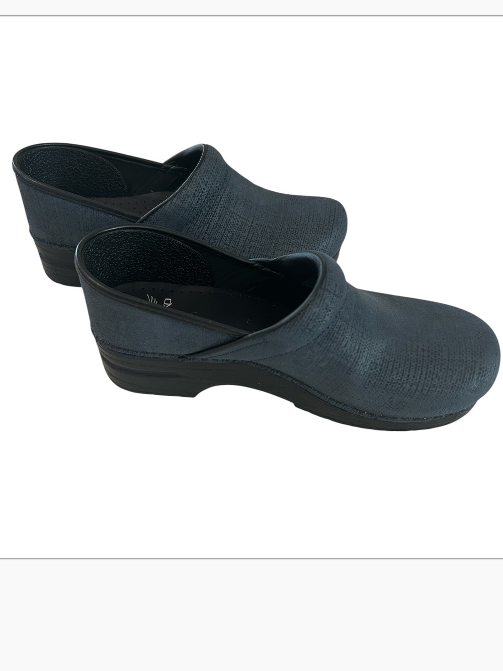 Dansko Professional Clogs in a textured, dark metallic Navy, a size EU42/US11